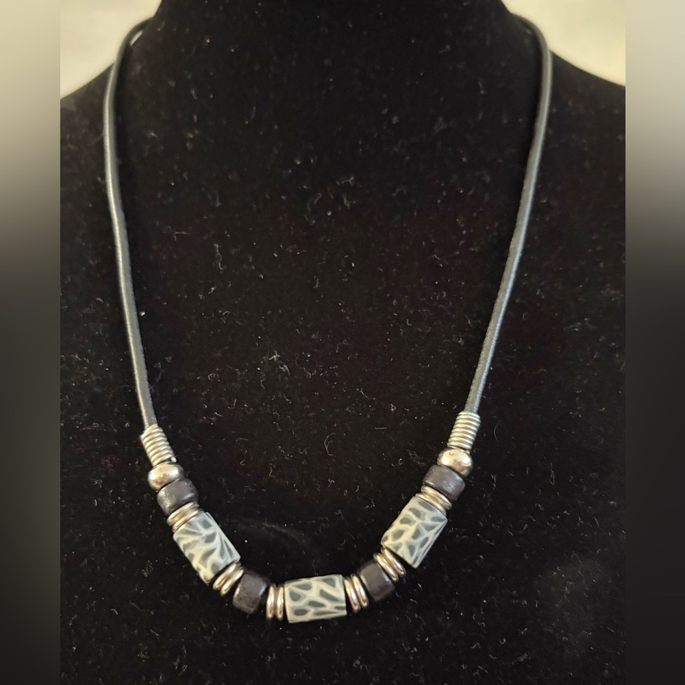 Elegant Silver and Black Beaded Necklace